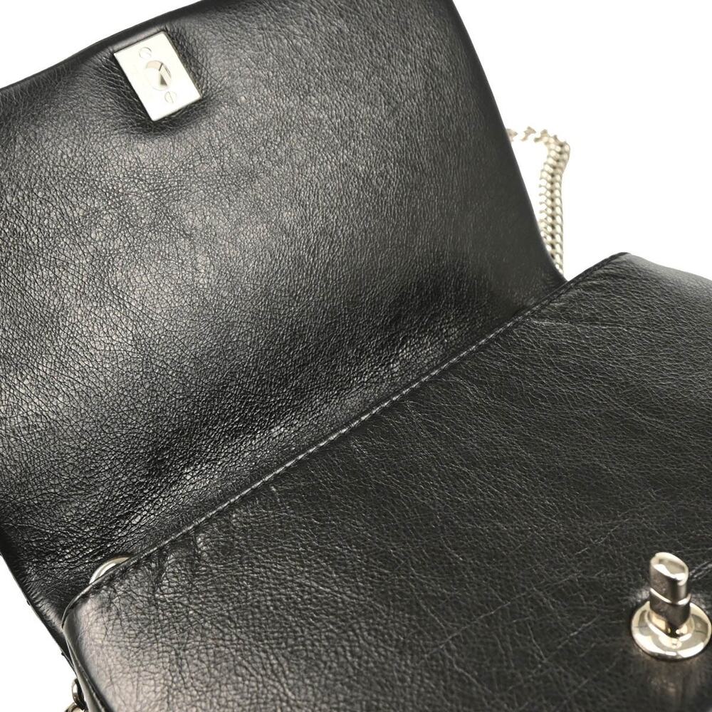 Chanel Quilted Leather Embossed Braid CC Chain Flap Shoulder Bag Black - Picture 5 of 5